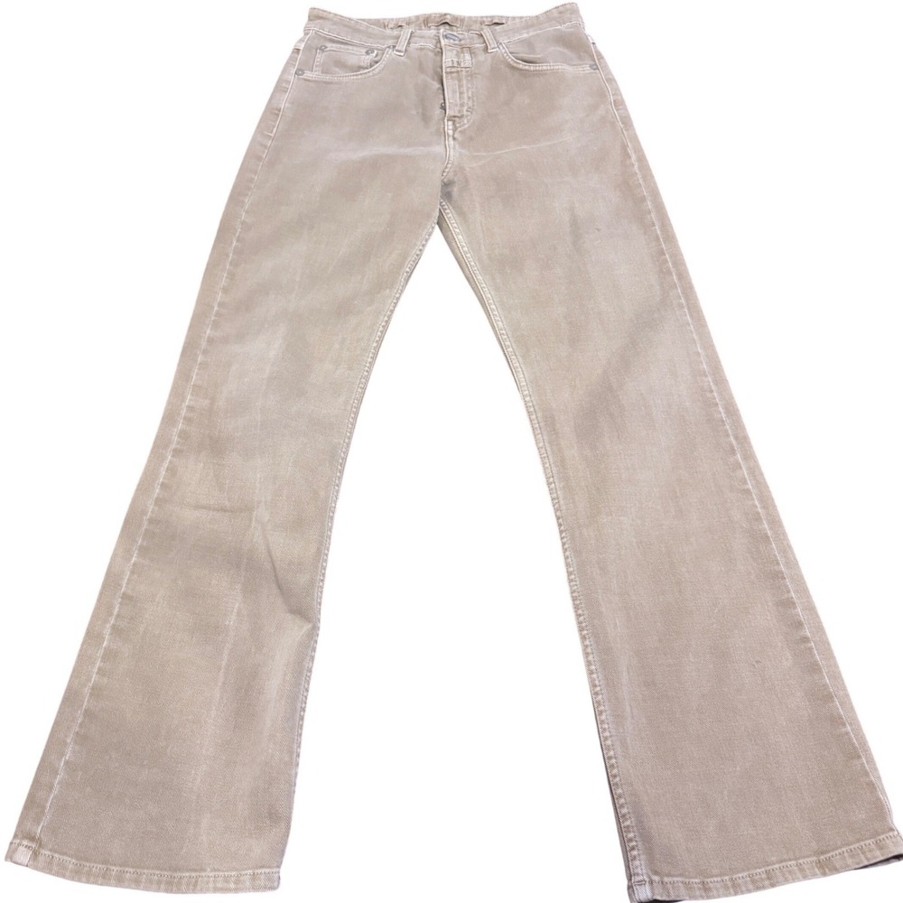 Free People Closed Tan Denim Jeans Hand Made in Italy Sand Wash Organic 27x28